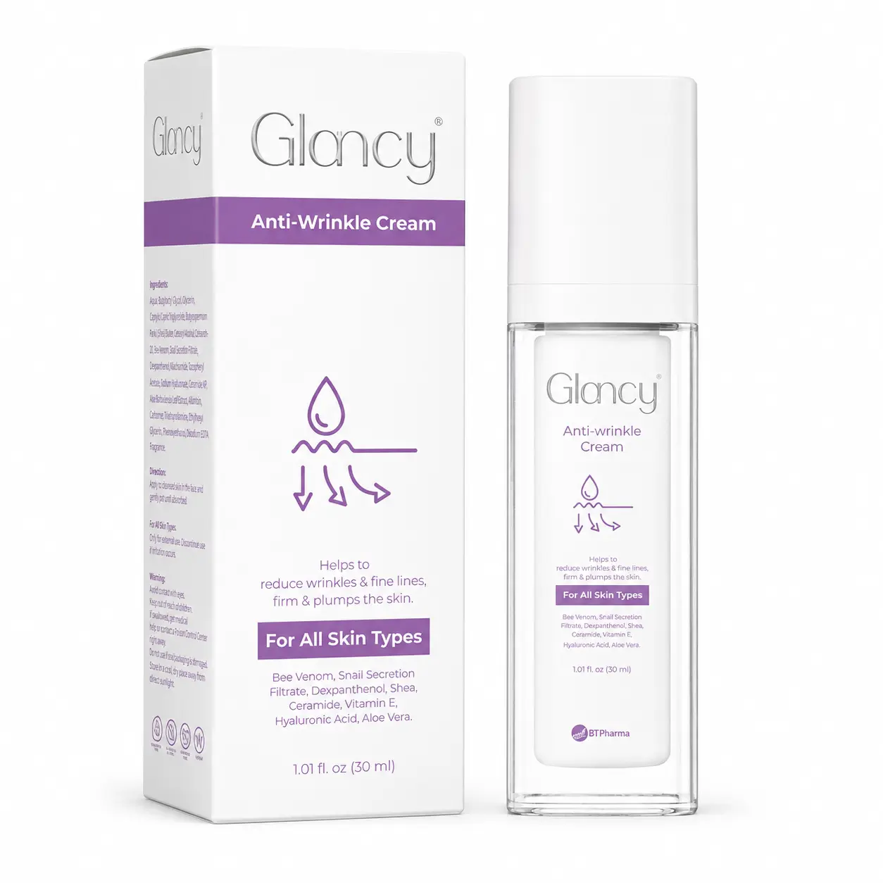01DC7C12-8DA7-4F8D-935A-CB45AC10ACCB GLANCY ANTI WRINKLE CREAM 30ML - الصورة 1